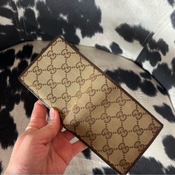 Gucci Other - 💥💥GUCCI MONOGRAM "GG" Canvas; Beige & Brown Leather Bifold Wallet